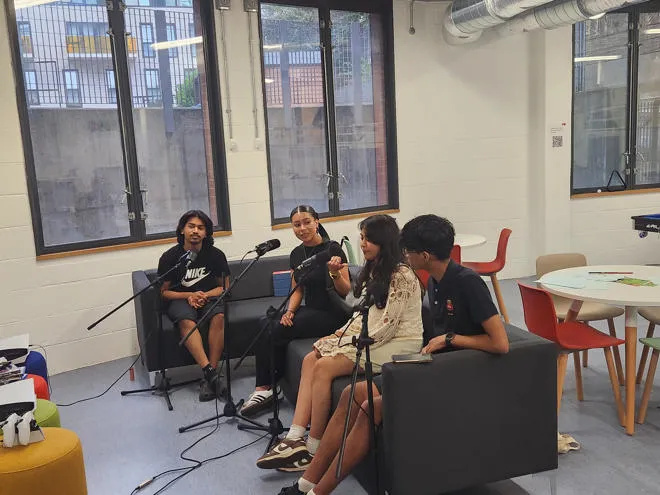 young people singing