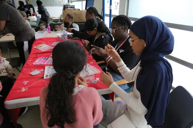 Young people doing arts and crafts