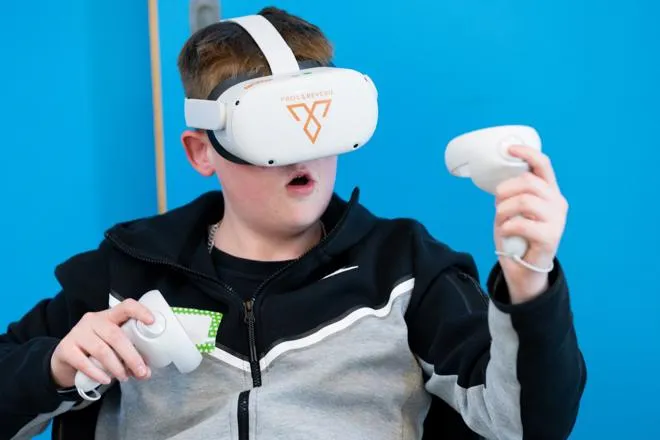 Young person playing a virtual game