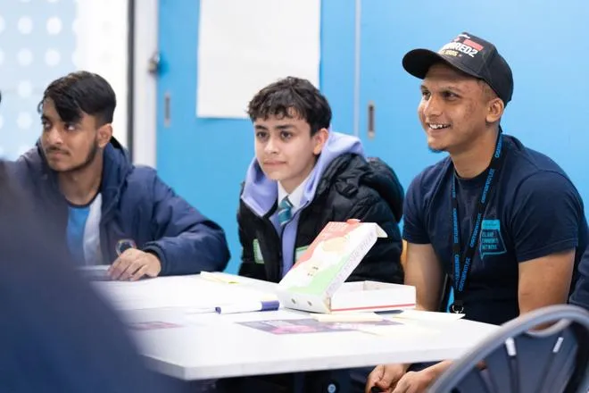 Guys in a classroom