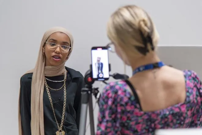 Young mayor making a video