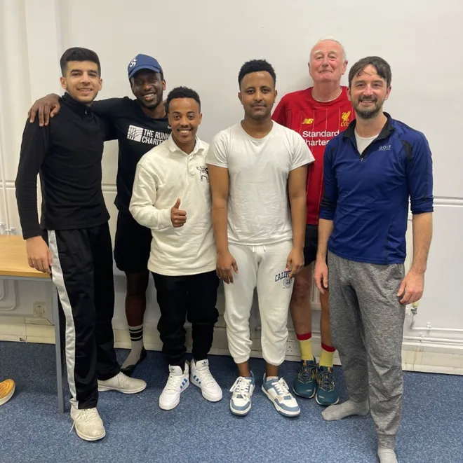 Young people in the running club