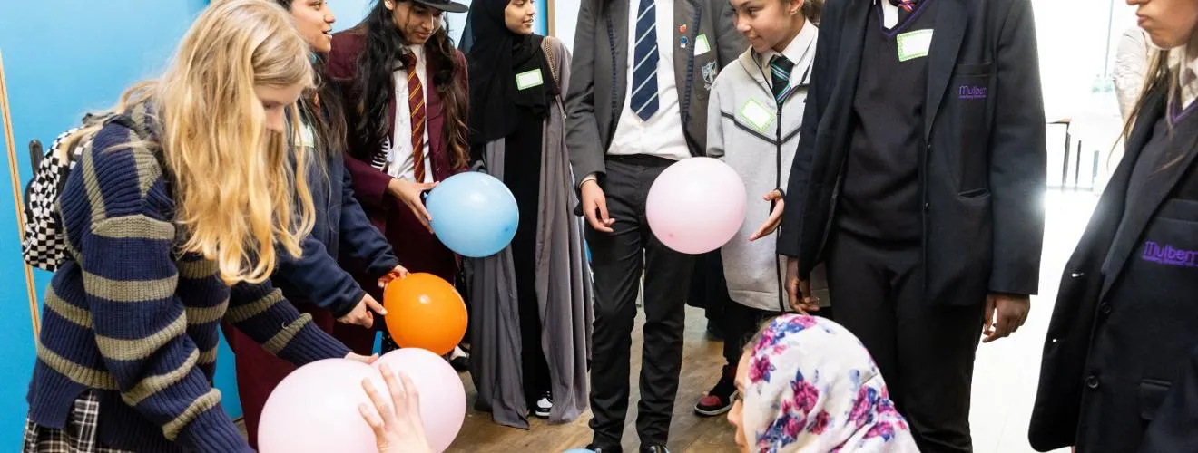 School kids interacting