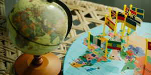 World flags on map