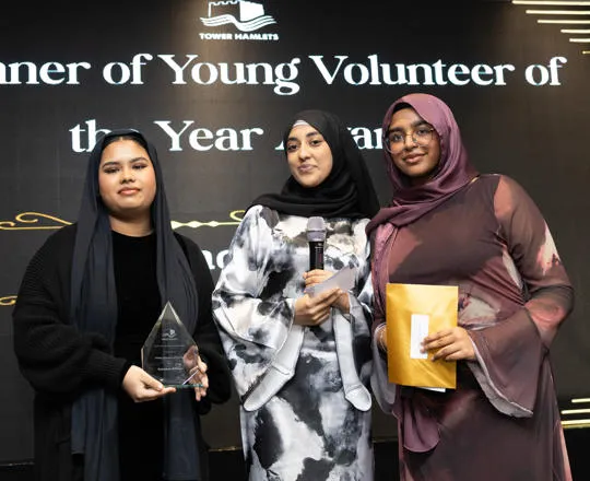 3 ladies receiving Young Volunteer of the Year awards