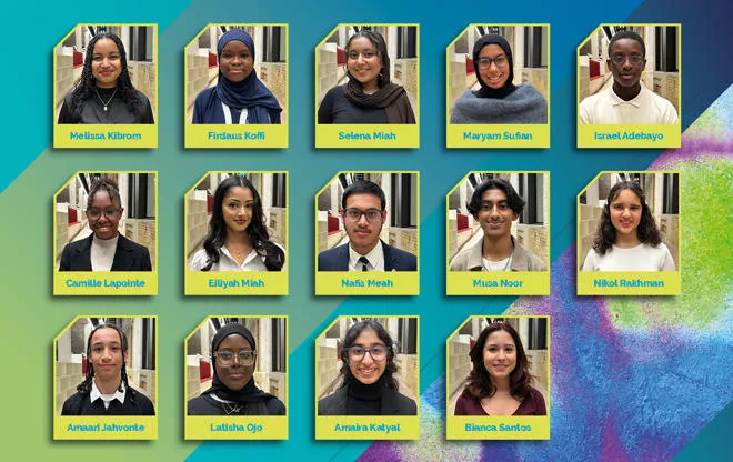 headshots of 14 young people running for Young Mayor in Tower Hamlets